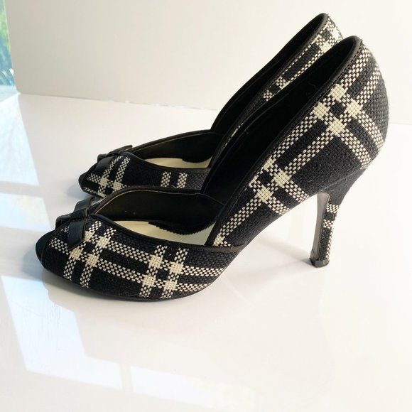 Lela Rose Shoes - Lela Rose Carmelita Peep Pumps 6.5 Black plaid